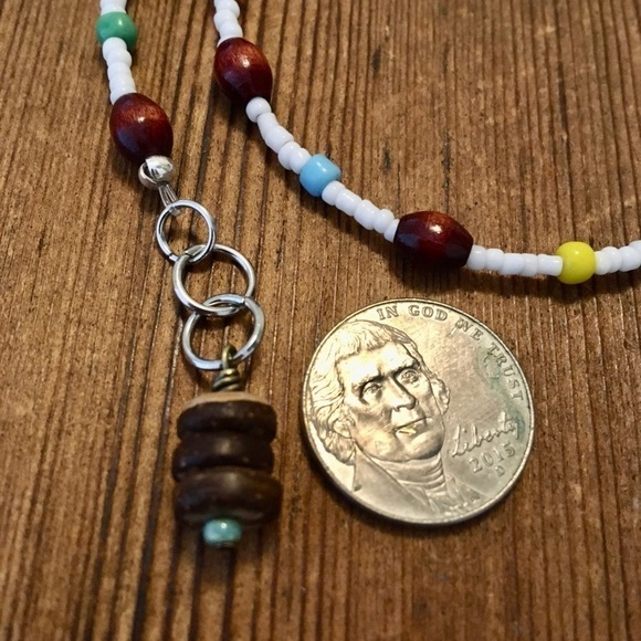 Wood Beaded White Ladies Necklace, Handmade Ladies Necklace - Picture 4 of 7